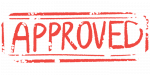 An illustration of the word 'approved.'